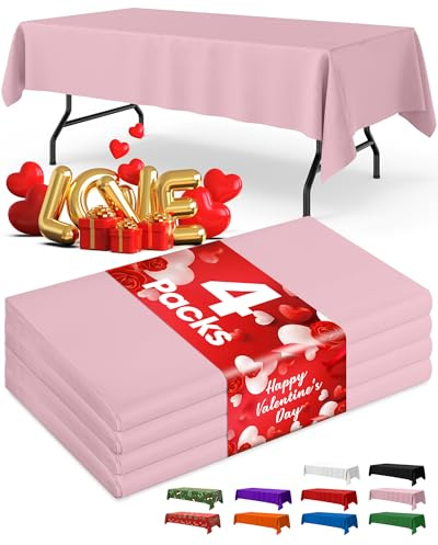 Niuara Pink Plastic Table Cloth Disposable, 4 Pack, 54 x 108 in
