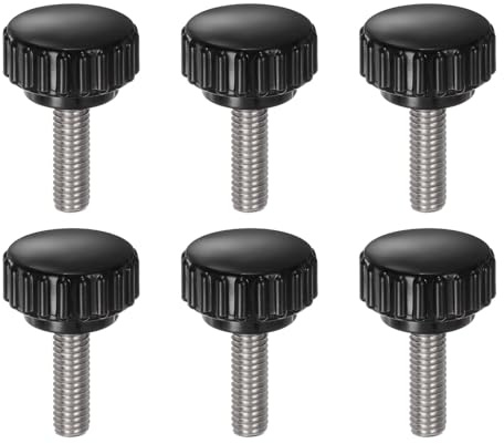 QUARKZMAN 6 Pcs Tornillo Moleteado M6x20mm Negro Acero Inoxidable Negro | Tornillo de Pulgar de Rosca Macho Pomos de Sujeción Moleteados Métricos de Perilla de Perno de Estudio Tornillo de Apriete