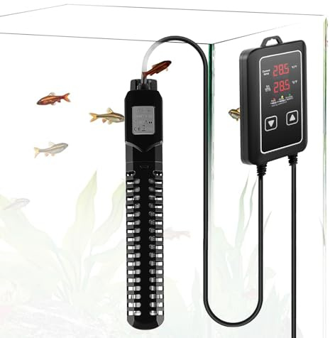 Aofesel 500W Riscaldatore per Acquario Regolabile in Temperatura con Display Digitale a LED, Ventose e Protezione da sovratemperatura, riscaldatore termostato per acquari e acquari 50L-400L