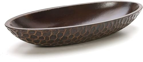 Hosley Honeycomb Wood Decor Bowl 14.3-Inch-Long Rustic Decorative Centerpiece for Dry Potpourri & Orbs, Elegant Home & Office Decor, Ideal Gift for Weddings, Spas & Reiki