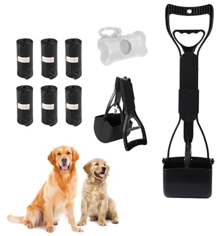 Lusacy Pooper Scooper, Pet Pooper Scooper Set,Foldable Dog Poop Scooper, Portable Poop Scoop Shovel, Foldable Poop Scoops for Dogs and Cats, with Poop Bag Dispenser & Waste Bags