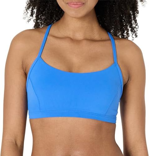Amazon Essentials Reggiseno Sportivo FormFlex da Yoga con Spalline a Vogatore sul Retro, in Tessuto Morbidissimo, Supporto Leggero Donna, Blu Oceano, S