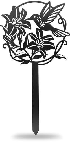 CUTHOLLOW Colibrí - Tapones de metal para plantas al aire libre, impermeables, 30 cm, bonitas etiquetas de jardín para hierbas y verduras, decoración de invernadero, regalos divertidos para el jardín