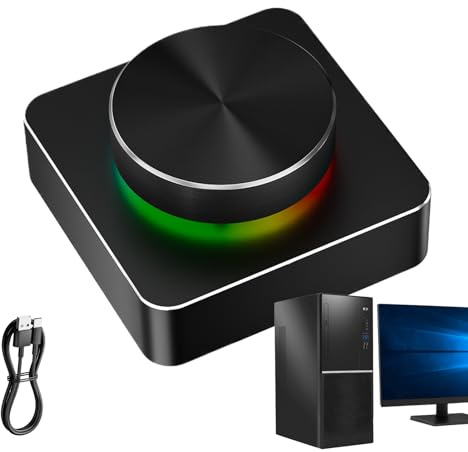 Opvonxeh Wireless Volume Control, Computer Audio, 2.36x2.36x1.1 inches, RGB Speaker Lighting Button, Multimedia Sound Mixer, Game Accessory for Party Entertainment Home Theater Studio Setup