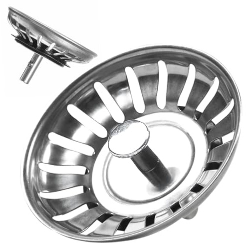 DizemoiQ Diskbänksplugg 82 mm universal rostfritt stål dräneringsplugg silkorgsventil densitet tätning för diskbänk avloppsfilter uppsamlingskorg silver