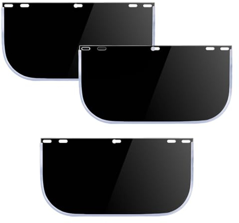 Junhonze 3 Piezas Lentes De Repuesto Para La Cara - Viseras Tintadas Para Protectores Faciales - Visor De Repuesto, Aptas Para MáScaras De Colores, Se Utilizan Habitualmente Para Esmerilar Y Cortar