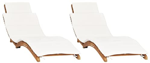 HFXHIJXQ Juego de 2 tumbonas de teca, plegables, 175 x 50 x 55 cm, con cojín de madera maciza, protección contra la intemperie, muebles de salón para jardín, terraza, balcón