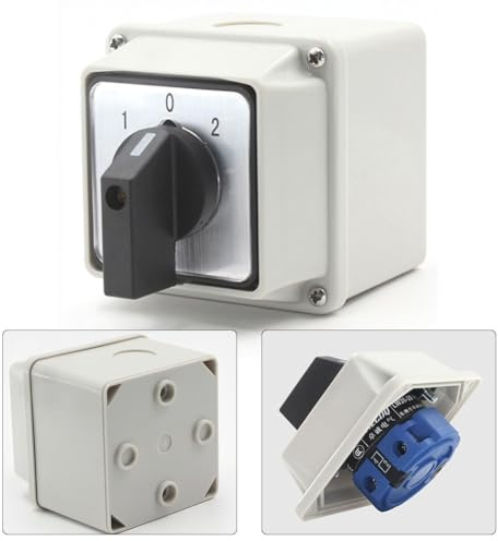 UTTASU omkopplare 380 V 20 A 3 lägen 4 klämmor, roterande klockbrytare IP65 vattentät, flamskyddande PC-material med silverkontakter för motorstyrning LW26-20
