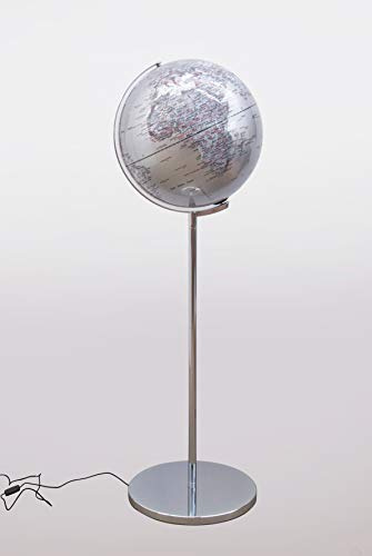 Mascagni Globus Globe D 42 x130h Kragen Silber Licht beleuchtet Kartographie morfologica zu Relief