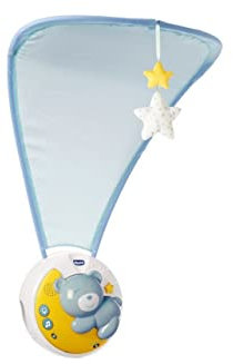 Chicco Next2Moon Kinderbett-Projektor mit Licht und Geräuschen, beweglich, abnehmbares Panel und Karussell, ab 0+ Monate, blau, 00009828200000