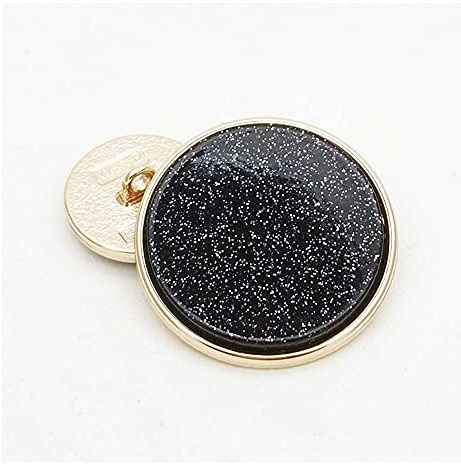 5 PCS Metal Round Shank Button Many Sizes Special Sparkling Buttons for Clothes Bags Decor Sewing Crafts (Black, 20mm)