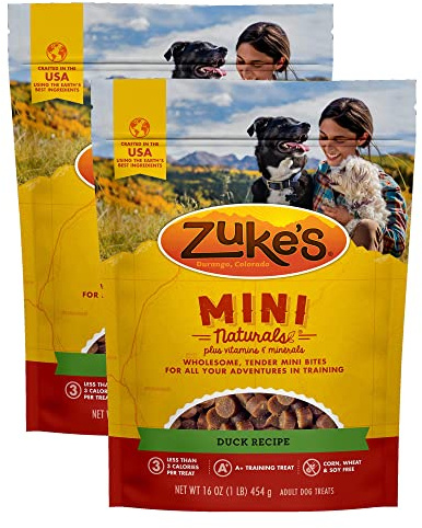 Zuke's Mini Naturals Training Dog Treats Duck Recipe, 16 OZ Bag (Pack of 2)
