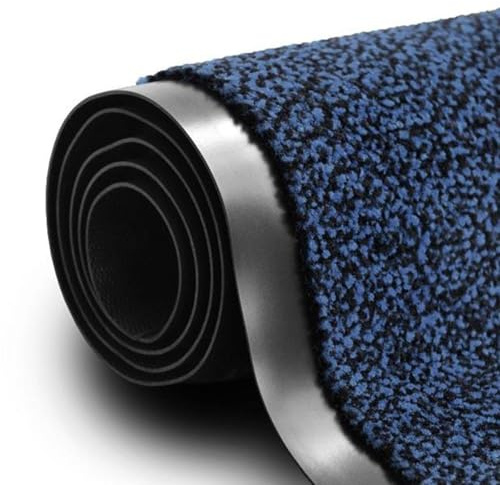 KARAT - Tapis Anti-salissures Sky - Paillasson de Porte antidérapante et Entretien Facile - Paillasson pour l'intérieur et l'extérieur - Tapis de Porte à Poils chinés - Bleu, 90x150 cm