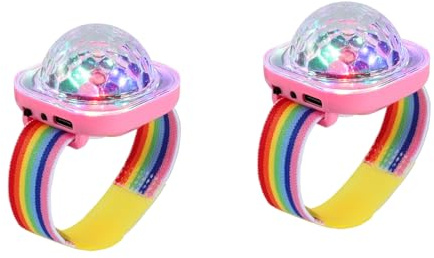 Lancoon Luce da discoteca, confezione da 2 pezzi, portatile, mini lampada LED portatile, per notte, stroboscopio, orologio da polso, ricarica USB, controllo vocale con ventosa, danza, DJ Club (rosa)