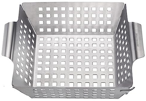 Westmark Grillkorb – Ideal für die Zubereitung von leckerem Gemüse, Lochung für direkte Hitze und Röstaroma, spülmaschinengeeigent – Rostfreier Edelstahl