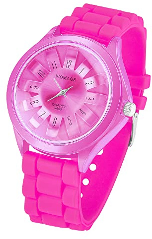 Taffstyle Armbanduhr Silikon Analog Quarz Uhr Farbige Sport Sportuhr Damen Elegant Farbige Damenuhr Bunte Frauenuhr Analoguhr Frauen Modern Pink