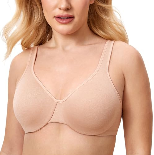 DELIMIRA Donna Reggiseno Minimizer Senza Cuciture con Ferretto Senza Imbottito Taglie Forti Farina d'avena Heather 3C