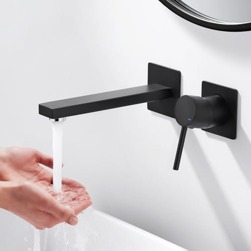 ARCORA Robinet de Lavabo Pour Salle de Bain Montage Mural Encastré, Robinets de lavabo pour Baignoire Mitigeur Lavabo Robinetterie Vasque, Noir