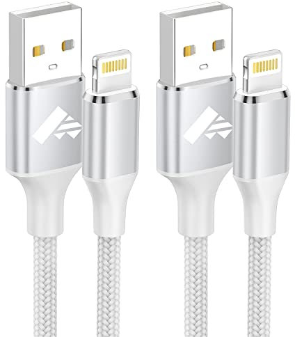 Aioneus Cable iPhone 2M 2Pack, Cable Cargador iPhone Carga Rápida [MFi Certificado] Nylon Trenzado Cable Lightning para iPhone 14 13 12 11 Pro XS MAX XR X 8 7 6S Plus 5 5S, iPad