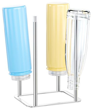 LOXSUN Scolabottiglie per Borracce, Scola Bottiglie Inox da Cucina, Scola Borracce per 4 Bottiglie, Scolabiberon Argentato, Porta Borracce Multiuso per Asciugatura, Scolabottiglie Da Lavandino