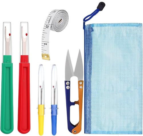 TANSAR 6 Stück Nahttrenner Satz, Groß/Kleine Nähen Nahtauftrenner mit Schutzkappe, Nähzubehör für Nähmaschine, Auftrenner für Nähte, Seam Ripper mit Trimmschere
