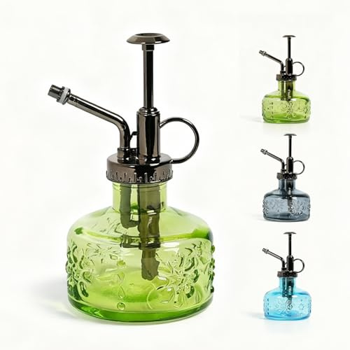 Bamworld Watering Can Glass Mister, 180ml Vintage Decorative Green Indoor Watering Can for Succulents, Herbs and Houseplants