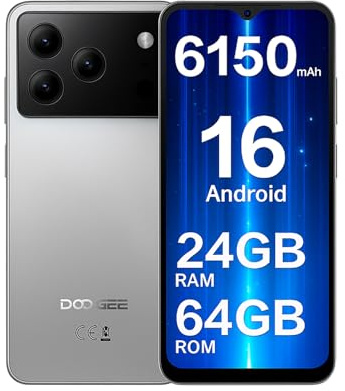 DOOGEE Note 56 Smartphone Android 16, 6150mAh Telefono Cellulare, 6.56 90Hz HD+ IPS, 24GB+64GB/2TB TF, Octa Core Telefoni, 4G Dual SIM, Face ID/GPS/OTG
