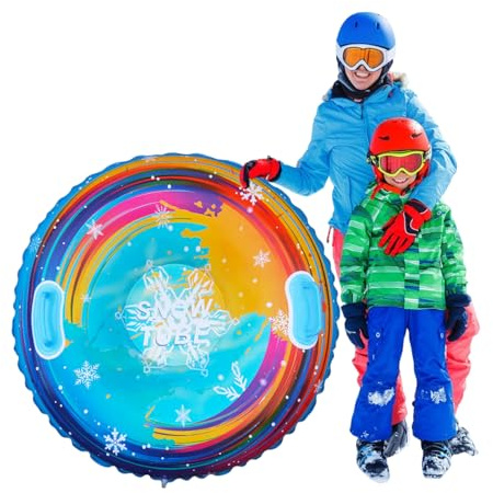 Tube à Neige Gonflable avec 2 Poignées pour Adulte et Enfant,Tube de Luge Gonflable,Traîneau à Neige d'hiver de 85 x 85 CM,Jeux de Neige en Plein air d'hiver,Luges Gonflables Donuts,Snow Tube Sledge