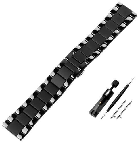 Svart keramiskt klockband 16 mm 18 mm 20 mm 22 mm Snabbkopplingsrem Utsättningsspänne Armband for kvinnor män
