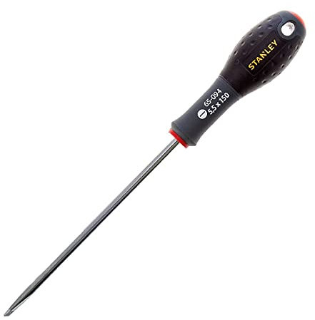 STANLEY 0-65-094 Tournevis Electricien, 5.5 X 150 Mm - Gamme FATMAX - Fabriqué En France - Utilisation Professionnelle - Liaison Quasi Incassable - Sablage De L'Empreinte - Poignée Soft Grip