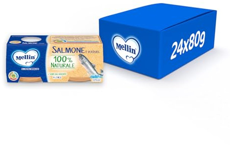 Mellin Omogeneizzato Salmone e Verdure, 24 Vasetti da 80 g