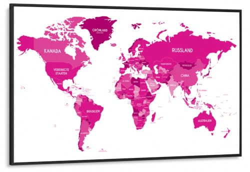 CLEAN SPORTS® Världskarta i rosa och rosa i DIN A1-format – Atlas som affisch för tonåringar flickor dekoration – 59,4 x 84 cm XXL väggdekoration barnrum och vardagsrum