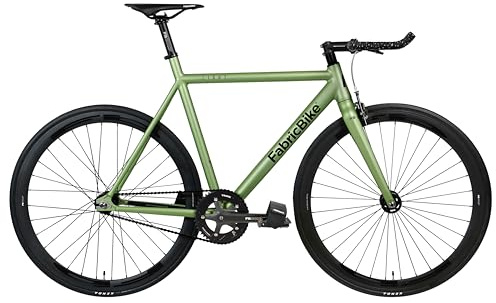 FabricBike Light - Fixed Gear Bike, Single Speed Fixie Bicycle, Aluminium Frame and Fork, Wheels 28, 4 Colours, 3 Sizes, 9.45 kg (M size) (Light Cayman Green, L-58cm)
