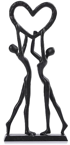 LCCCK Paar Skulptur Eisen für Ihn, Romantische Eisenfigur Knick Knacks Wohnkultur für Regale, Schwarze abstrakte Kunststatue, Liebesdekor – für Verlobung, Hochzeit, Valentinstag