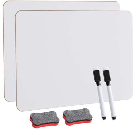 Confezione da 2 Lavagne Piccole, lavagna con pennarelli，Lavagna Bianca Miniatura Bifacciale da 8,2x11,8 Pollici con 2 Pennarelli e 2 Gomme, Lavagne Portatili per Studenti, Aule, Casa e Ufficio.