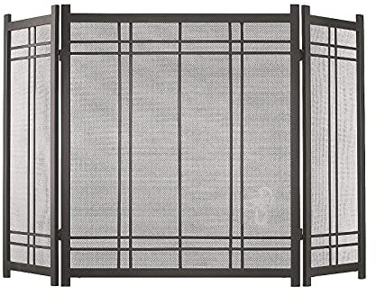 Fire Guard Pantalla Envolvente Independiente De 3 Pliegues, Protector contra Chispas para Chimenea, Pantalla contra Incendios De Hierro con Recubrimiento En Polvo con Rejilla Fina De Metal, Protector