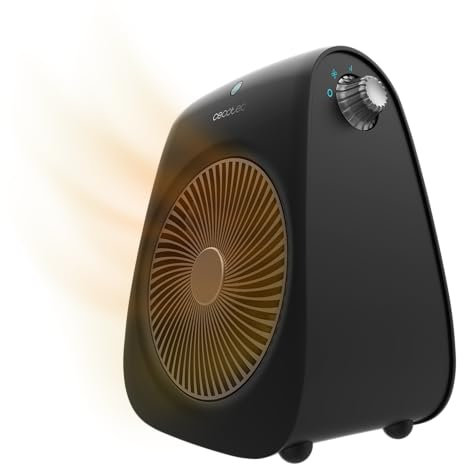 Cecotec Termoventilatore ReadyWarm 2000 Max Force Black. 2000 W, 2 Livelli di Potenza, 3 Modalità di Funzionamento (Cool/Warm/Hot), Leggero, Manuale, Silenzioso, Sicurezza da Surriscaldamento
