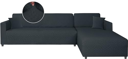 Ystyle Housse Canapé d'angle 2 Pieces, 2 Place+3 Place, Gris Foncé | Protection Canapé D'angle Extensible, Couverture Canapé D'angle Avec Accoudoirs, Housse De Canapé Forme De L