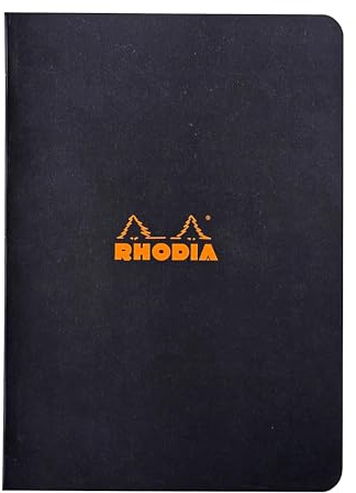 Rhodia 119183Cpack - Set of 10 Black Staplebound Notebooks - A5 - Small Squares - 96 pages - 80 gsm White Paper - Waterproof, Resistant Flexible Card Cover