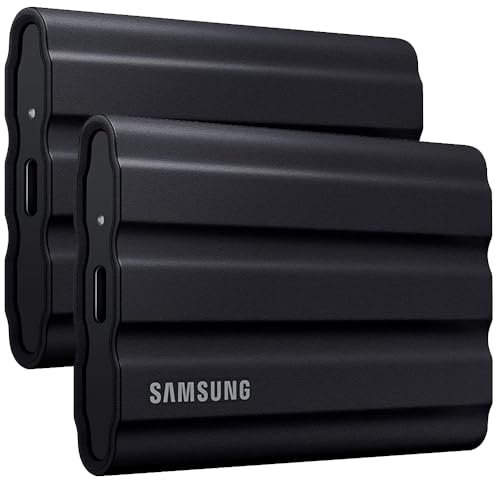 Samsung MU-PE4T0S T7 4TB Shield Portable SSD, USB 3.2, Black (2-Pack)