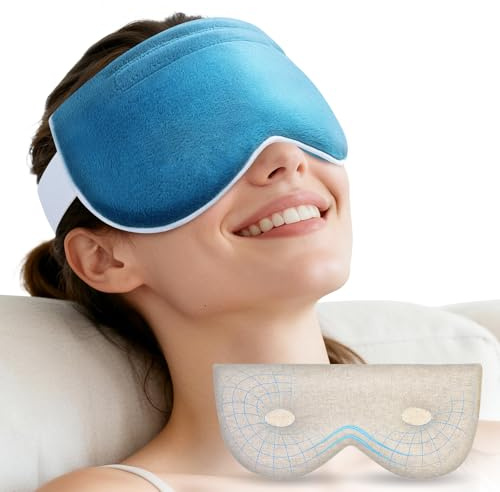 Hilph 3D Contoured Heated Eye Mask for Dry Eyes Microwave, Zero-Pressure Design Warm Compress for Eyes, Moist Heat Mask for Blepharitis & Stye, Chalazion, Eye Fatigue & Sinus Pressure