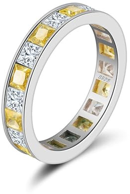 HeyMeili Anelli Donna Eternità Argento 925 Doppio Colore, Anello Eternity Infinito con Cubica Zirconia, Anello Fidanzameto Ragazza Idee Regalo per Anniversario Matrimonio