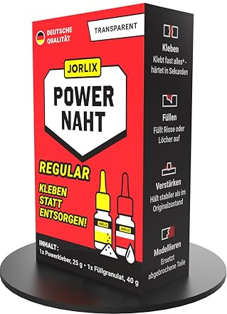 2K Schweissnaht Kleber aus der Flasche | Regular 65g | Sekundenkleber extra stark + Füllgranulat | Plastik, Kunststoff, Metall, Holz, GFK & PVC uvm. | Deutsche Qualität – wasserfest & hitzebeständig