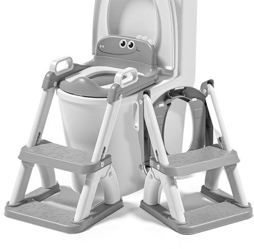 Réducteur de toilette enfant avec marche – Siège WC pliable pour apprentissage de la propreté – Rehausseur WC enfant avec escalier antidérapant – Pour garçons et filles