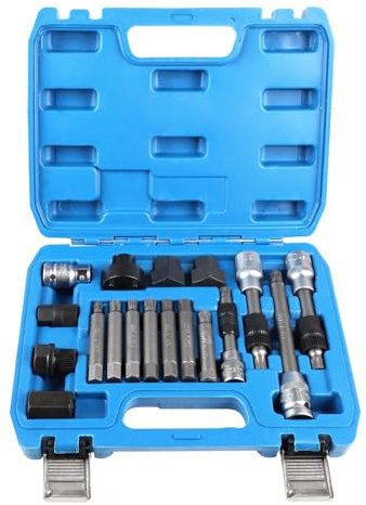 Supaway Kit Attrezzi per alternatore 18 Pezzi, Set di Chiavi a Bussola ed estrattore per la rimozione della puleggia dell’alternatore, Compatibile con Ford, Audi, BMW, Mercedes, Volkswagen