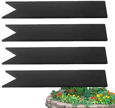 Rasenkante aus Metall – 4er Pack massive Stahlheringe | 15 cm Gartenkante mit Verbindungsclip, ideal für Rasentrennung, Abgrenzung von