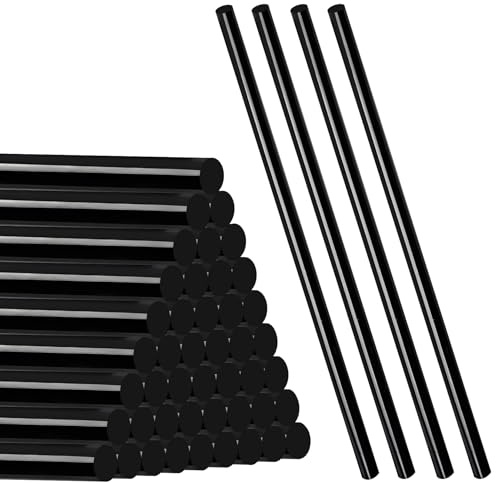 50 Pcs Baton de Colle pour Pistolet 11mm x 200 mm, Bâtons de Colle Chaude 11mm, Baton pour Pistolet à Colles Chaude Noirs Séchage Rapide pour Bricolage Réparation Artisanat(Noirs)