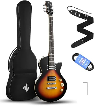 Donner DSC-128 Electric Guitar Beginner, 39'' Solid Body with Bag, Sunburst | DLP-Style, Full-size H-H Pickups for High-gain Rock, Teens & Adults