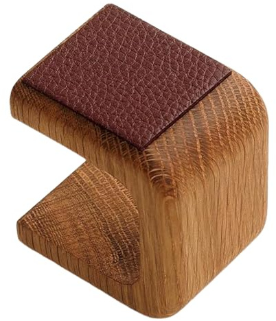 Portaorologio singolo in legno Design con base in pelle, Fatto a mano,
