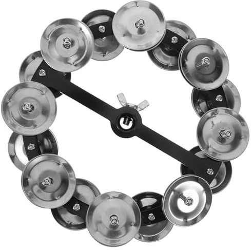 SUPVOX Pandereta de Platillos de Doble Hilera para Batería, Anillo de Platillo Hi-hat de Acero Inoxidable Plateado, Accesorio de Percusión Profesional para Instrumentos Musicales